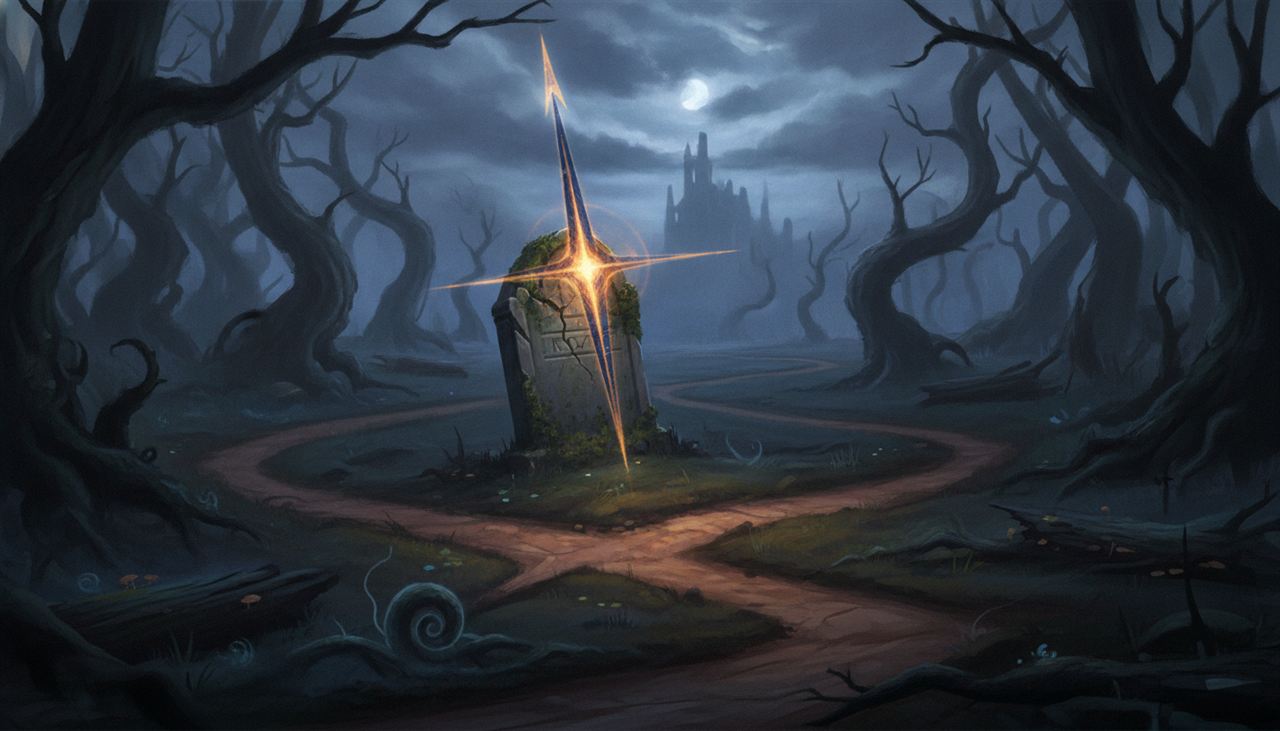 The tombstone on the compass